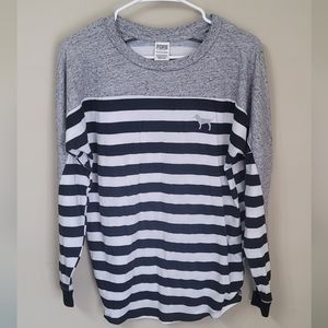 Striped Victoria's secret sweater.
